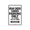 Bear Creek Canoes Parking Only All Others Will Be Towed Sea Ocean Beach Lake Boat Aluminum Metal Sign Plate