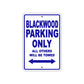 Blackwood Parking Only All Others Will Be Towed Sea Ocean Beach Lake Boat Aluminum Metal Sign Plate