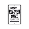 Boswell Boatworks Parking Only All Others Will Be Towed Sea Ocean Beach Lake Boat Aluminum Metal Sign Plate