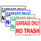 Garbage Only No Trash Junk Gag Jokes Funny Waste Management Private Property Notice Aluminum