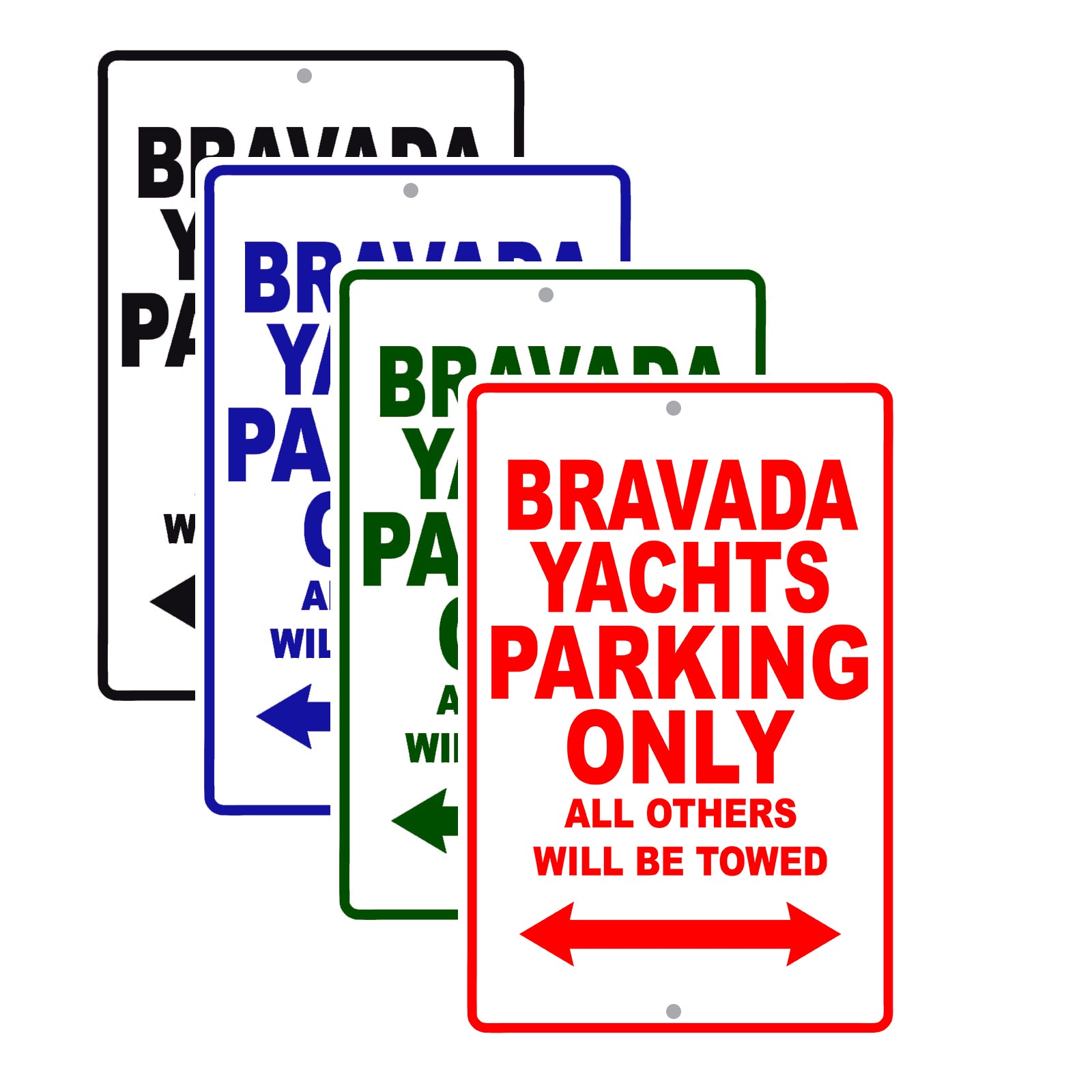 Bravada Yachts Parking Only All Others Will Be Towed Sea Ocean Beach Lake Boat Aluminum Metal Sign Plate