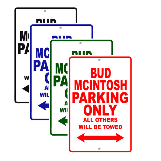 Bud Mcintosh Boats Parking Only All Others Will Be Towed Sea Ocean Beach Lake Boat Aluminum Metal Sign Plate
