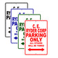 C. E. Ryder Corp Boats Parking Only All Others Will Be Towed Sea Ocean Beach Lake Boat Aluminum Metal Sign Plate