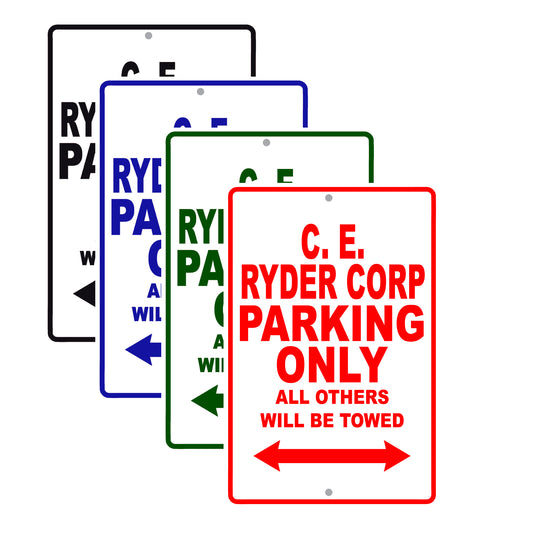 C. E. Ryder Corp Boats Parking Only All Others Will Be Towed Sea Ocean Beach Lake Boat Aluminum Metal Sign Plate