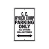 C. E. Ryder Corp Boats Parking Only All Others Will Be Towed Sea Ocean Beach Lake Boat Aluminum Metal Sign Plate