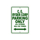 C. E. Ryder Corp Boats Parking Only All Others Will Be Towed Sea Ocean Beach Lake Boat Aluminum Metal Sign Plate