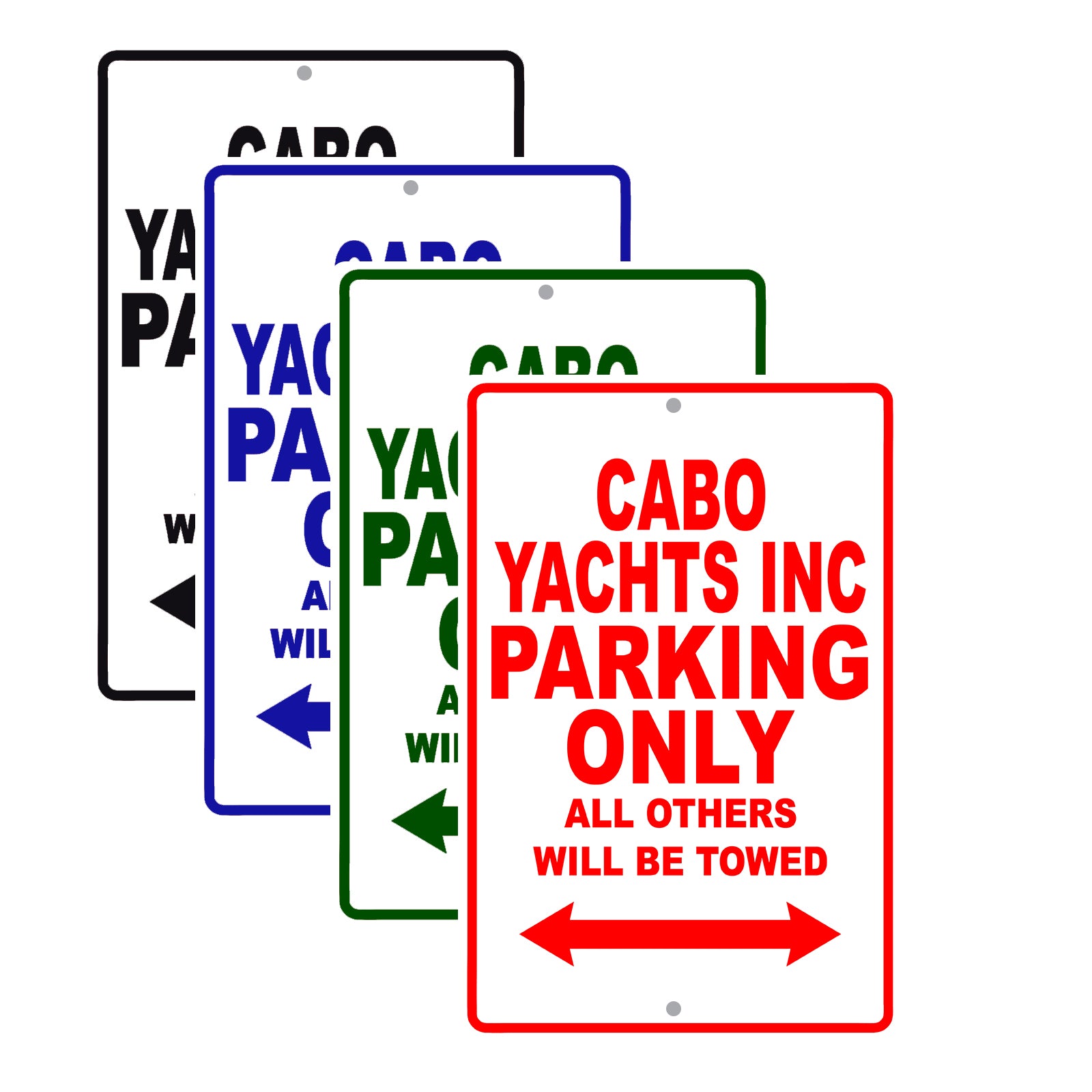 Cabo Yachts Inc Boats Parking Only All Others Will Be Towed Sea Ocean Beach Lake Boat Aluminum Metal Sign Plate