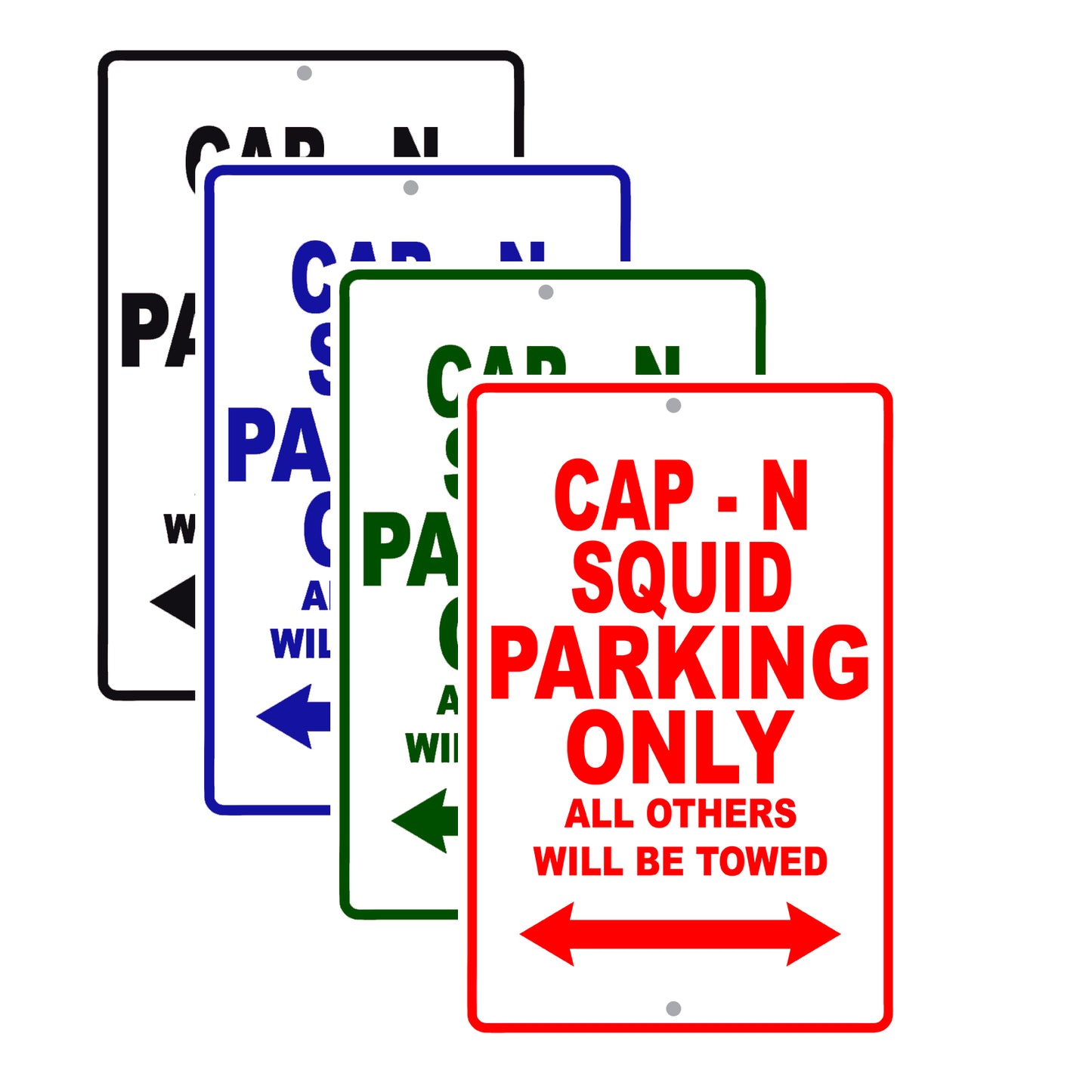 Cap - N Squid Boats Parking Only All Others Will Be Towed Sea Ocean Beach Lake Boat Aluminum Metal Sign Plate