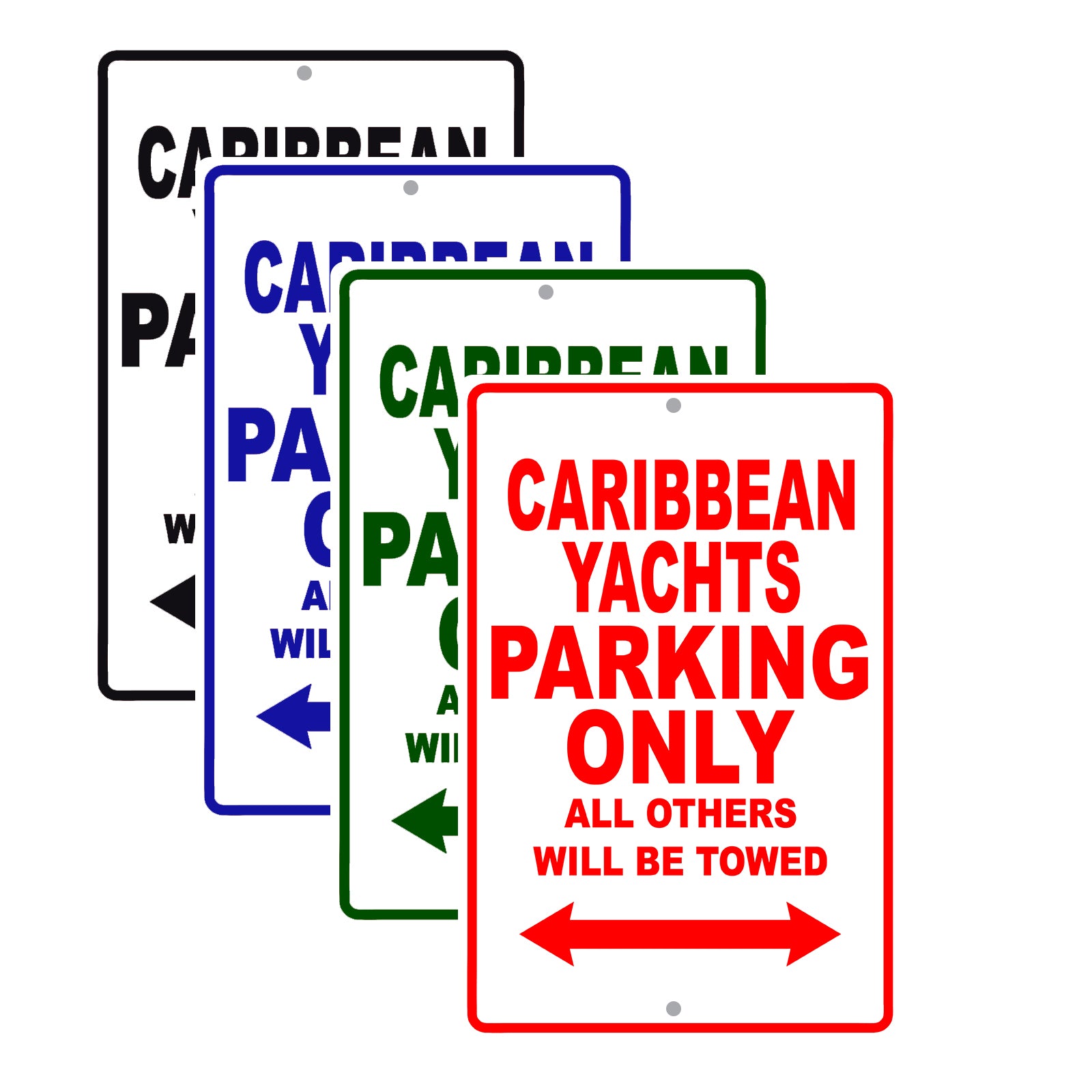 Caribbean Yachts Boats Parking Only All Others Will Be Towed Sea Ocean Beach Lake Boat Aluminum Metal Sign Plate