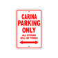 Carina Boats Parking Only All Others Will Be Towed Sea Ocean Beach Lake Boat Aluminum Metal Sign Plate