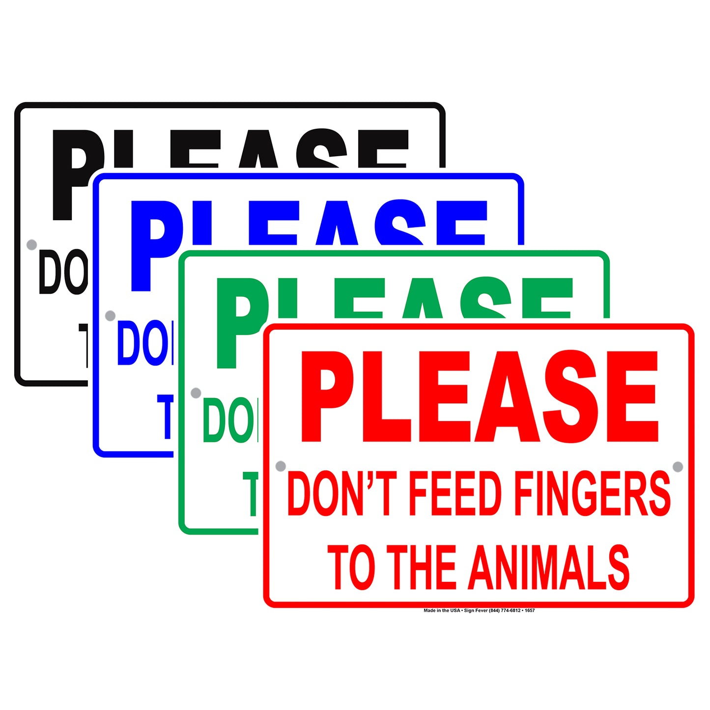 Please Do Not Feed Fingers To The Animals Alert Funny Gag Joke Foolish Caution Notice Aluminum Sign