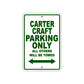 Carter Craft Boats Parking Only All Others Will Be Towed Sea Ocean Beach Lake Boat Aluminum Metal Sign Plate