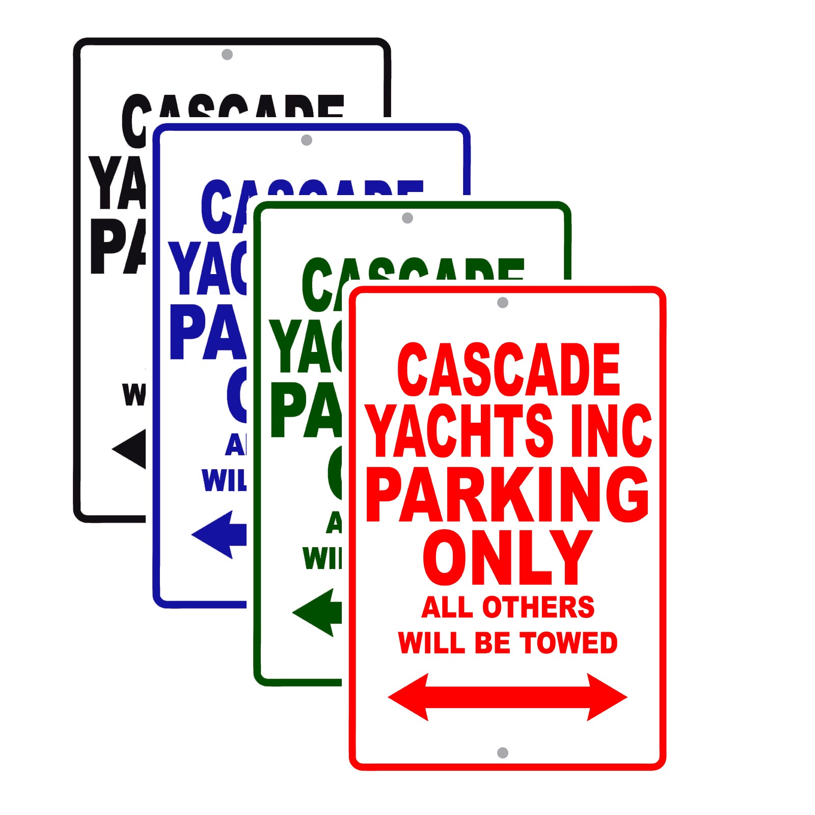 Cascade Yachts Inc Boats Parking Only All Others Will Be Towed Sea Ocean Beach Lake Boat Aluminum Metal Sign Plate