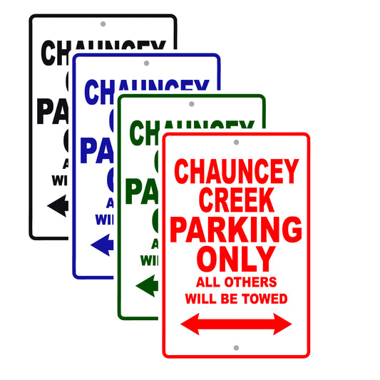 Chauncey Creek Boats Parking Only All Others Will Be Towed Sea Ocean Beach Lake Boat Aluminum Metal Sign Plate
