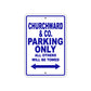 Churchward & Co. Boats Parking Only All Others Will Be Towed Sea Ocean Beach Lake Boat Aluminum Metal Sign Plate