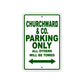 Churchward & Co. Boats Parking Only All Others Will Be Towed Sea Ocean Beach Lake Boat Aluminum Metal Sign Plate