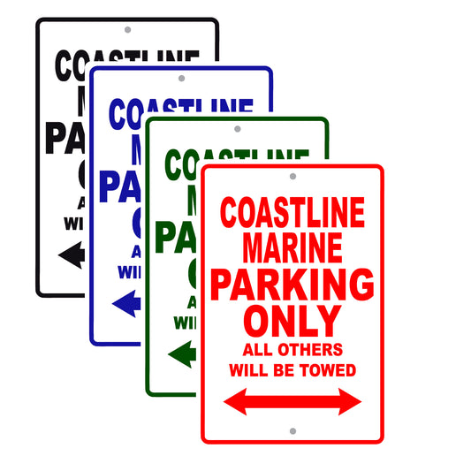Coastline Marine Boats Parking Only All Others Will Be Towed Sea Ocean Beach Lake Boat Aluminum Metal Sign Plate