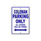 Coleman Boats Parking Only All Others Will Be Towed Sea Ocean Beach Lake Boat Aluminum Metal Sign Plate
