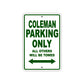 Coleman Boats Parking Only All Others Will Be Towed Sea Ocean Beach Lake Boat Aluminum Metal Sign Plate
