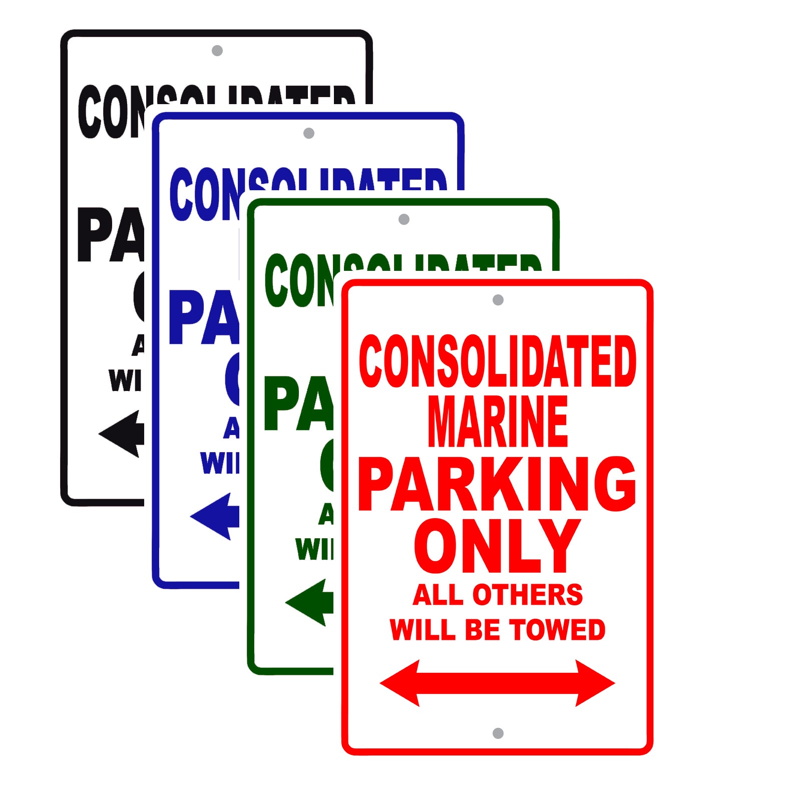 Consolidated Marine Boats Parking Only All Others Will Be Towed Sea Ocean Beach Lake Boat Aluminum Metal Sign Plate
