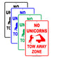 No Unicorns Tow Away Zone No Parking Gag Funny Notice Surveillance Monitoring Aluminum Sign