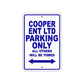 Cooper Ent Ltd Boats Parking Only All Others Will Be Towed Sea Ocean Beach Lake Aluminum Metal Sign Plate