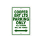 Cooper Ent Ltd Boats Parking Only All Others Will Be Towed Sea Ocean Beach Lake Aluminum Metal Sign Plate