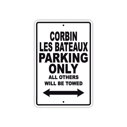 Corbin Les Bateaux Boats Parking Only All Others Will Be Towed Sea Ocean Beach Lake Aluminum Metal Sign Plate