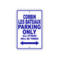 Corbin Les Bateaux Boats Parking Only All Others Will Be Towed Sea Ocean Beach Lake Aluminum Metal Sign Plate