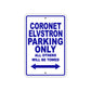 Coronet Elvstron Boats Parking Only All Others Will Be Towed Sea Ocean Beach Lake Aluminum Metal Sign Plate
