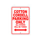 Cotton Cordell Boats Parking Only All Others Will Be Towed Sea Ocean Beach Lake Aluminum Metal Sign Plate