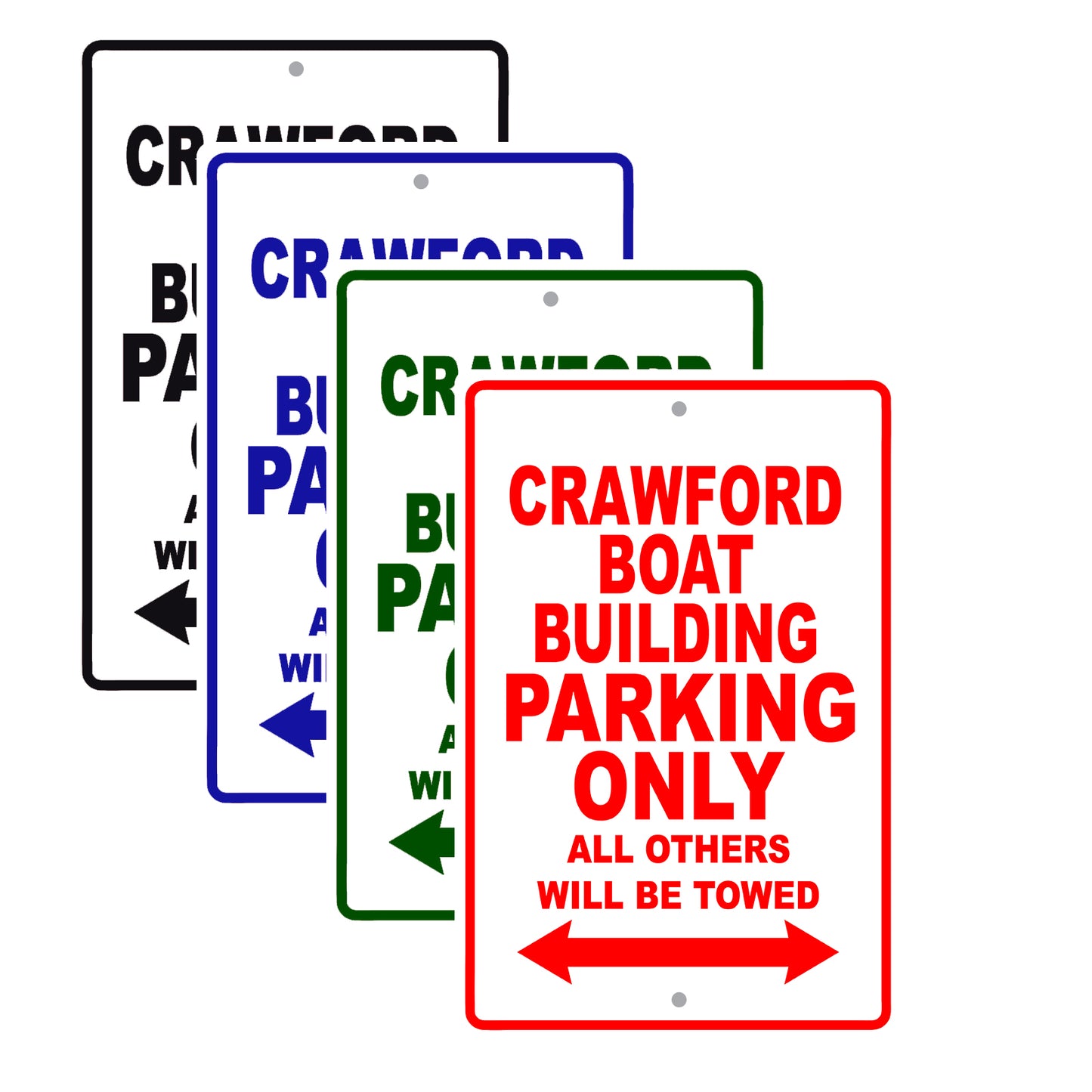 Crawford Boat Building Boats Parking Only All Others Will Be Towed Sea Ocean Beach Lake Aluminum Metal Sign Plate
