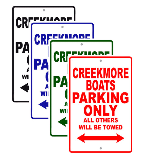 Creekmore Boats Boats Parking Only All Others Will Be Towed Sea Ocean Beach Lake Aluminum Metal Sign Plate
