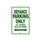 Defiance Parking Only All Others Will Be Towed Sea Ocean Beach Lake Boat Aluminum Metal Sign Plate
