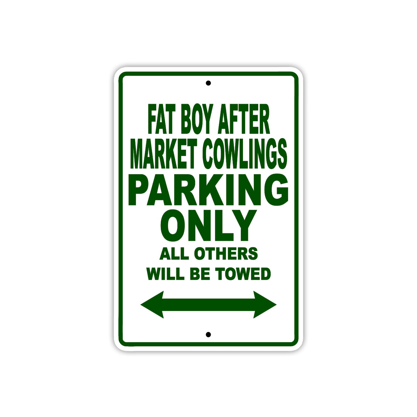 Fat Boy After Market Cowlings Parking Only All Others Will Be Towed Sea Ocean Beach Lake Boat Aluminum Metal Sign Plate
