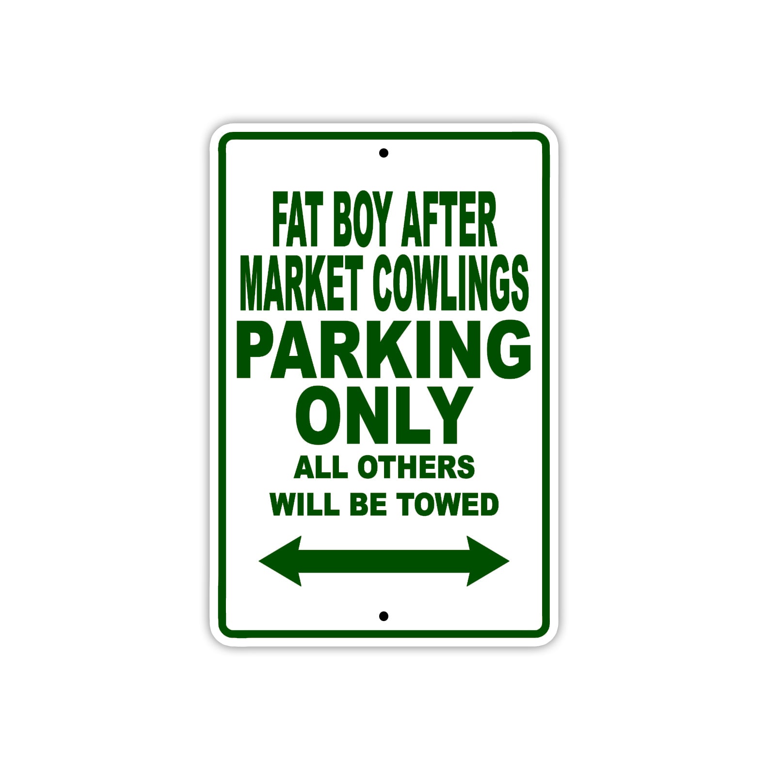 Fat Boy After Market Cowlings Parking Only All Others Will Be Towed Sea Ocean Beach Lake Boat Aluminum Metal Sign Plate