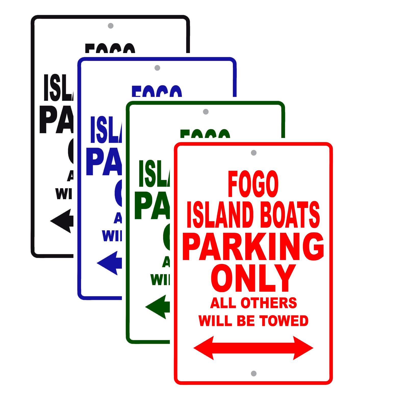 Fogo Island Boats Parking Only All Others Will Be Towed Sea Ocean Beach Lake Boat Aluminum Metal Sign Plate