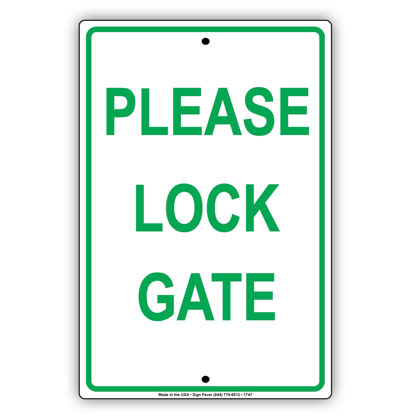 Please Lock Gate Security Courtesy Property Safety Monitoring Notice Warning Caution Alert Aluminum Metal Sign Plate