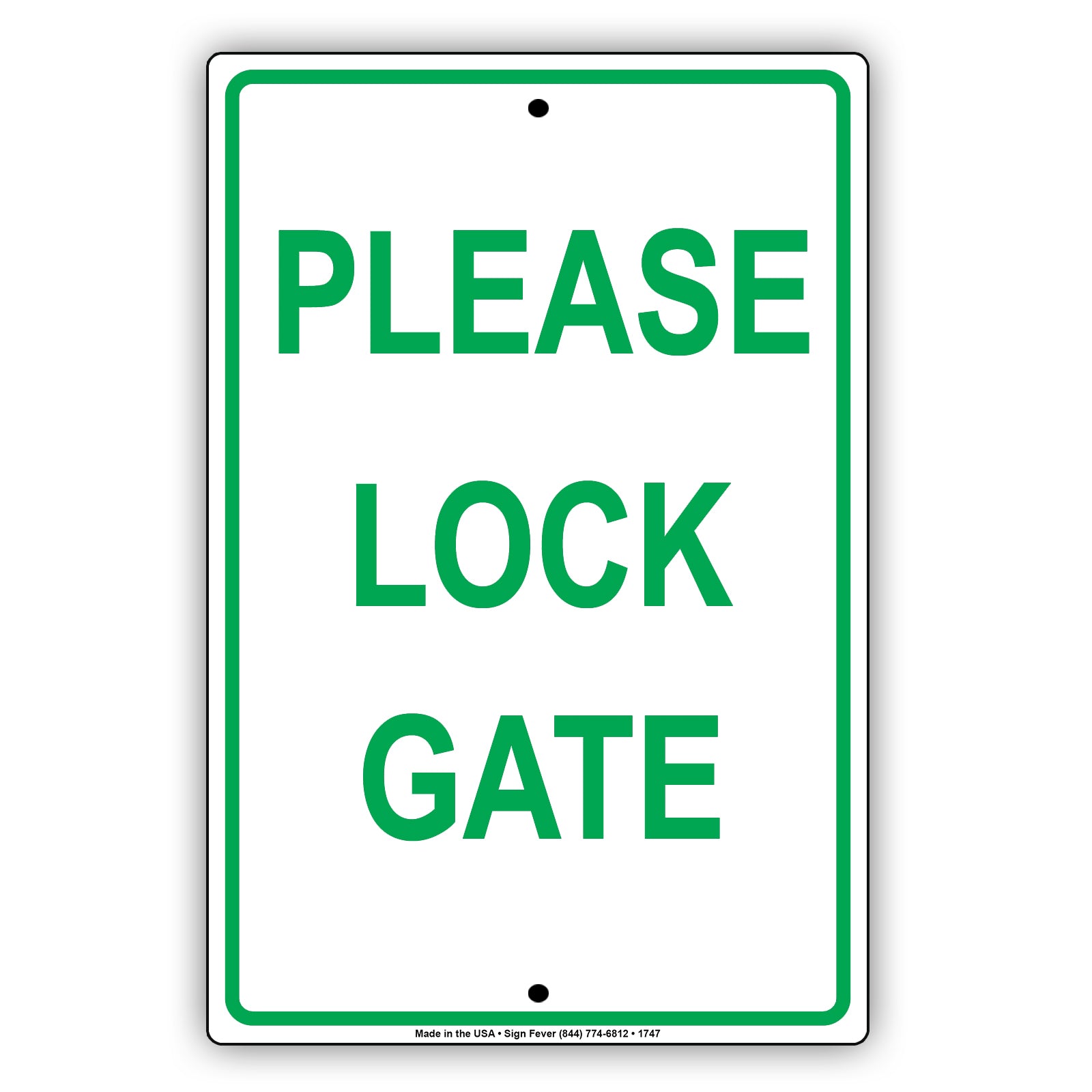 Please Lock Gate Security Courtesy Property Safety Monitoring Notice Warning Caution Alert Aluminum Metal Sign Plate