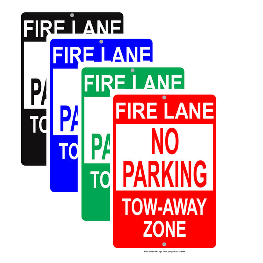 Fire Lane No Parking Tow Away Zone Restriction Keep Moving Don't Stop Warning Alert Notice Aluminum Metal Sign Plate