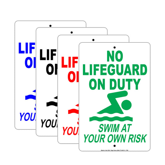 No Lifeguard On Duty Swim At Your Own Risk It Will Kill You Safety Warning Danger Notice Aluminum Metal Sign Plate