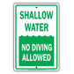 Attention No Diving Shallow Water Pool Swimming Safety Restriction Warning Danger Notice Aluminum Metal Sign Plate