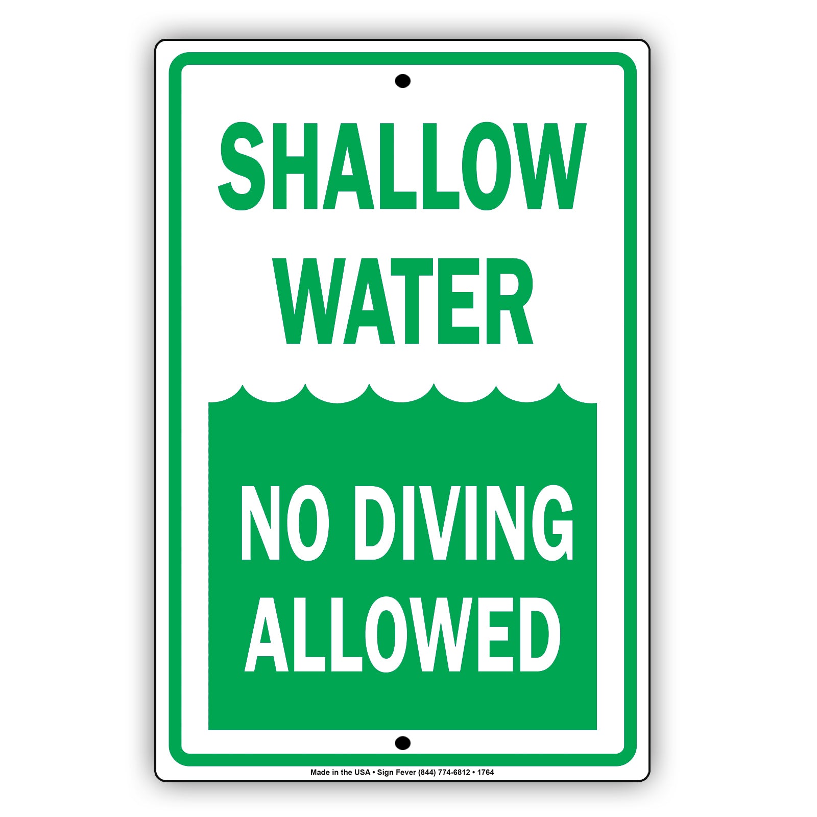 Attention No Diving Shallow Water Pool Swimming Safety Restriction Warning Danger Notice Aluminum Metal Sign Plate