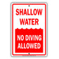 Attention No Diving Shallow Water Pool Swimming Safety Restriction Warning Danger Notice Aluminum Metal Sign Plate