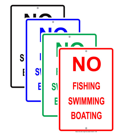 No Fishing Swimming Boating Outdoor Restriction Surveillance Private Property Notice Aluminum Metal Sign Plate