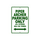 Piper Archer Parking Only All Others Will Be Towed Sea Ocean Beach Luscombe Boat Aluminum Metal Sign Plate