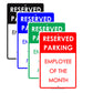 Reserved Parking Employee Of The Month Retail Restaurant Office Shopping Mall Novelty Aluminum Metal Sign Plate