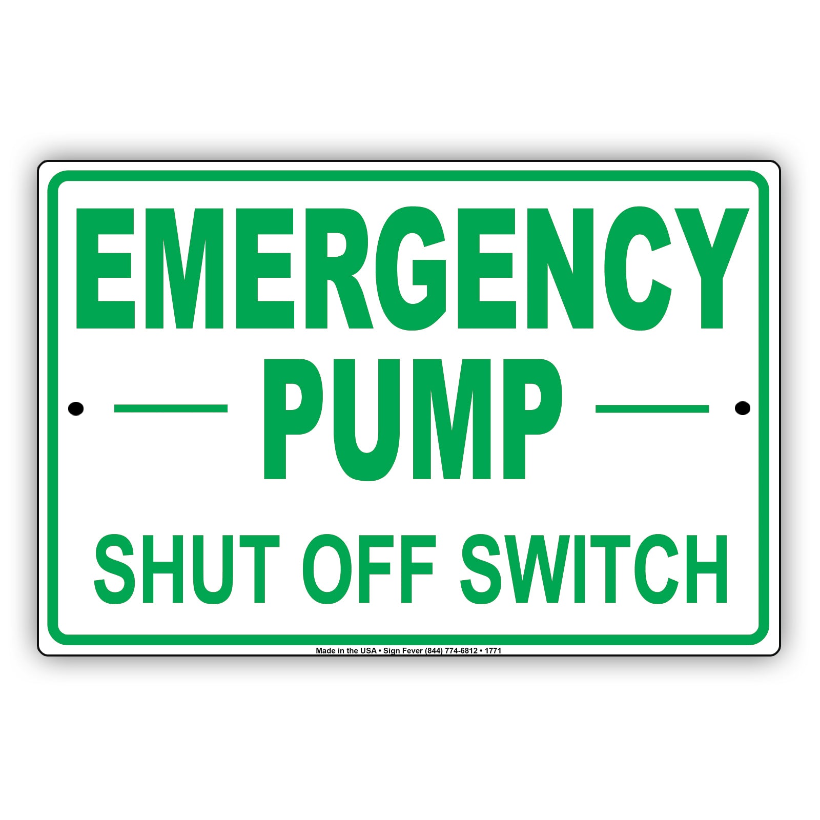 Emergency Pump Shut Off Switch Leak Property Safety Gas Notice Aluminum Metal Sign Plate