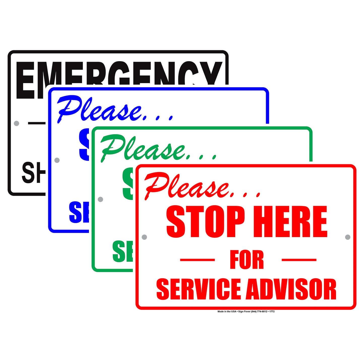 Please... Stop Here For Service Advisor Check Post Security Caution Retail Notice Aluminum Metal Sign plate
