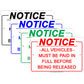 Notice All Vehicles Must Be Paid In Full Before Being Released Notice Aluminum Metal Sign Plate